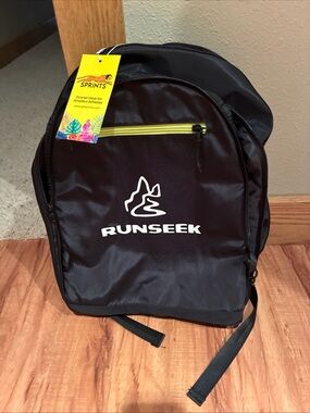 Runseek unisex Black Backpack with Neon Yellow Accent